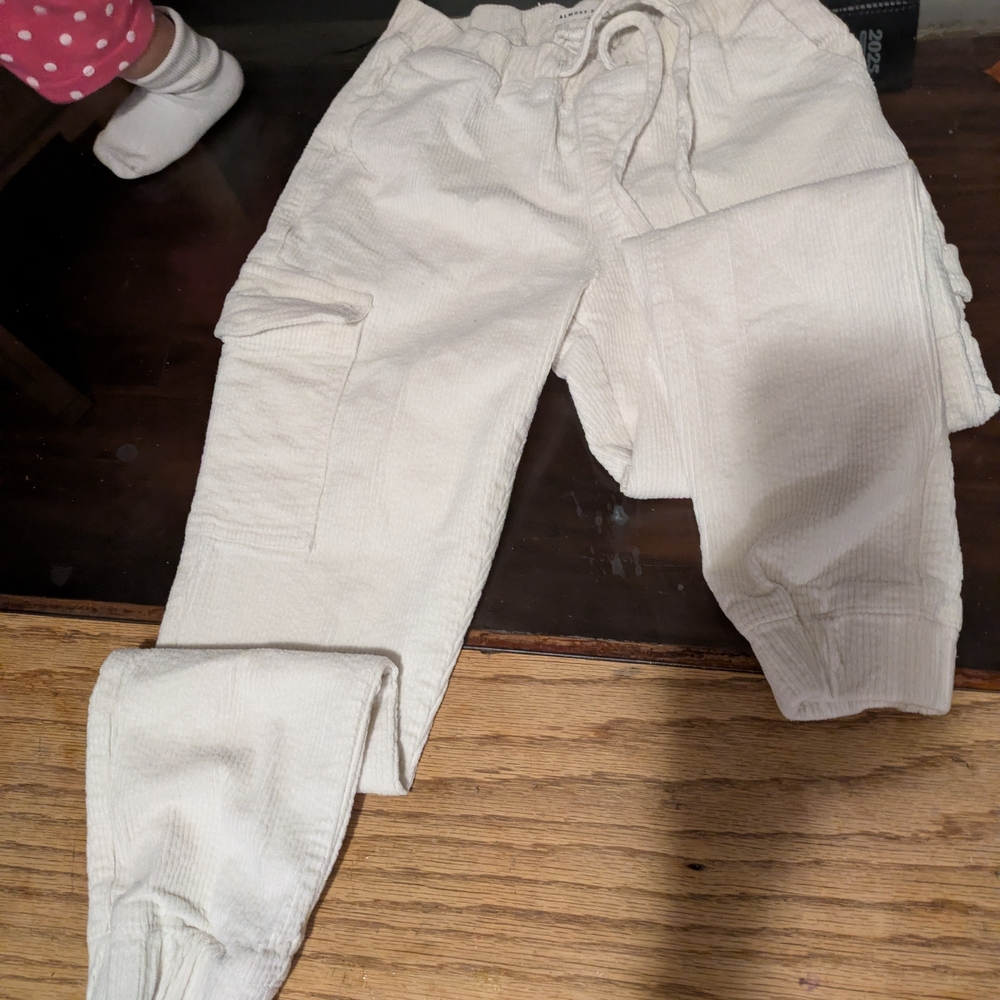 Cream Corduroy Jogger Pants